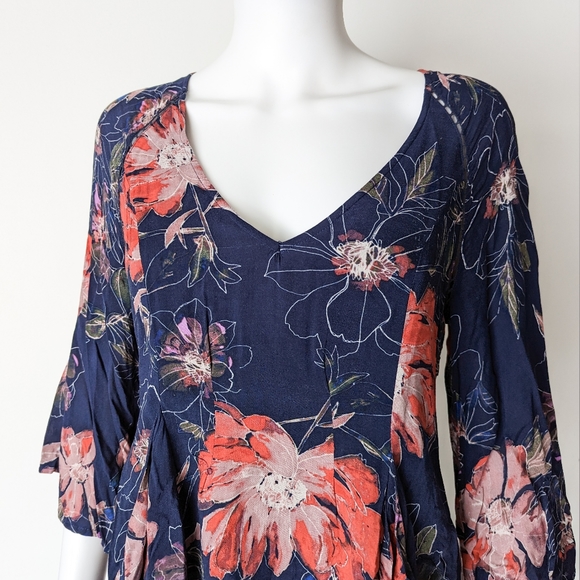 Free People Flutter Sleeve Floral Mini Dress - Picture 4 of 7